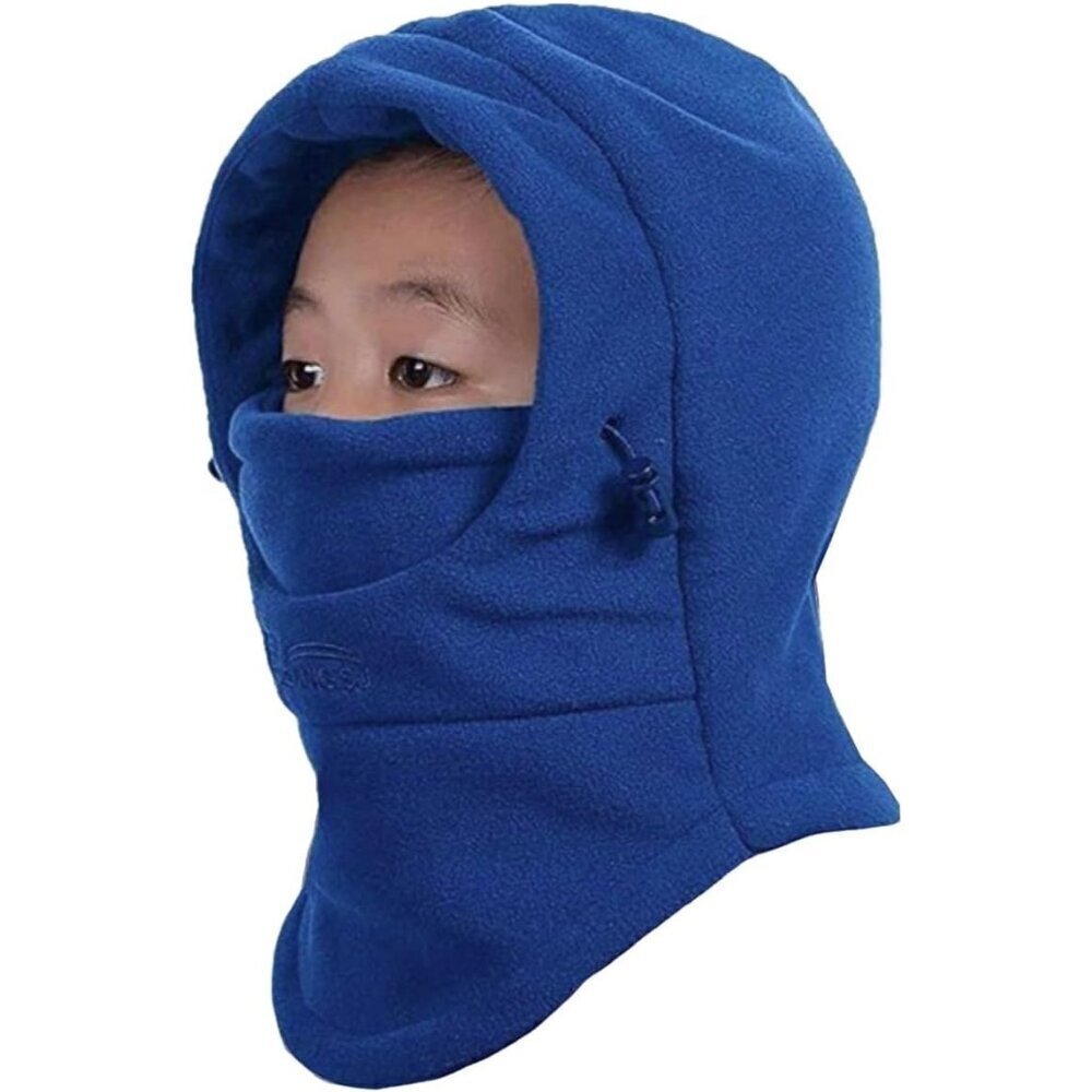 🆕 Kids Fleece Balaclava Blue Ski Face Mask Windproof Winter Hat Neck Warmer